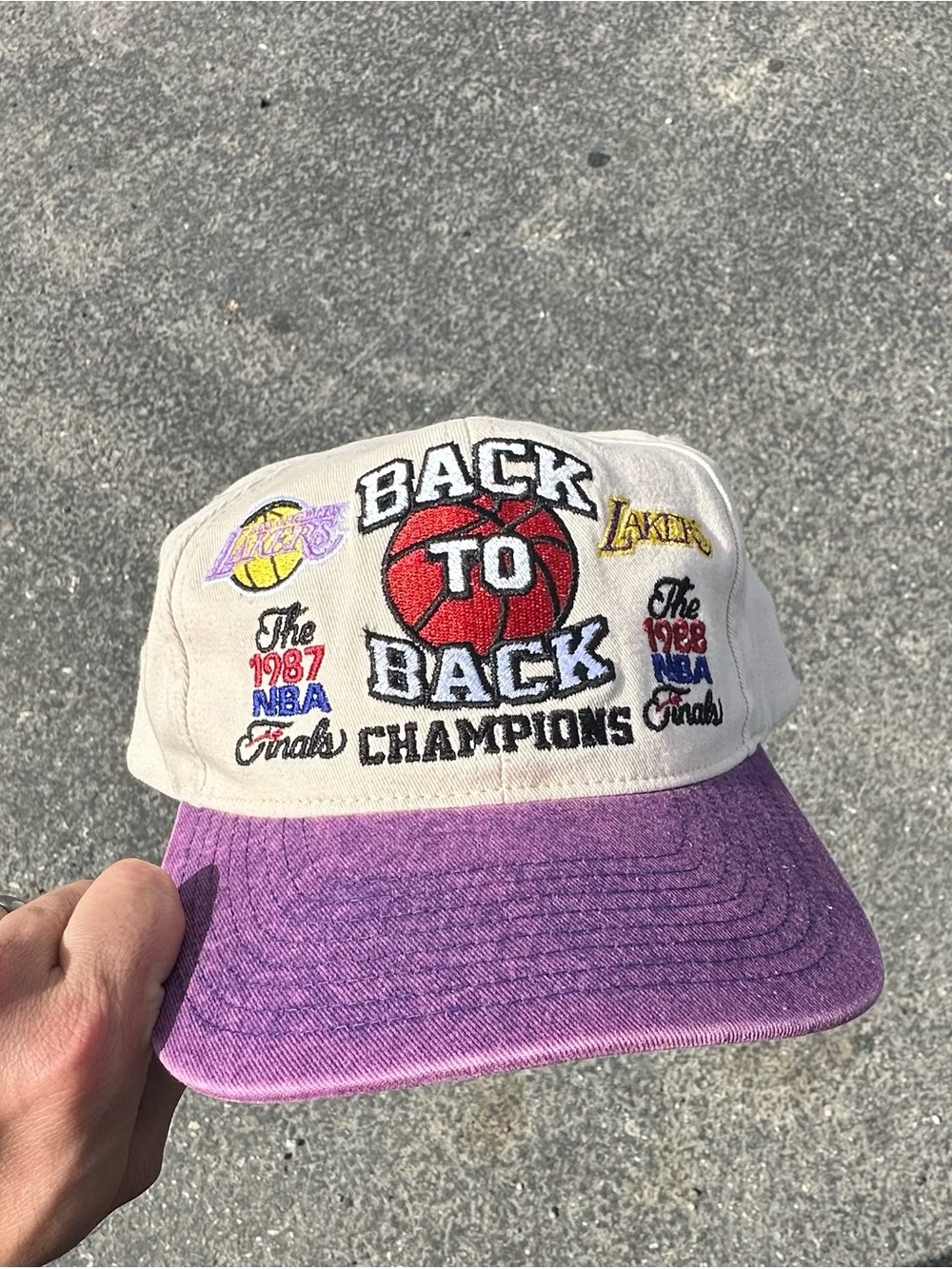 Los Angeles Lakers 'Back to Back Champions' Kids Cap - Cream & Purple